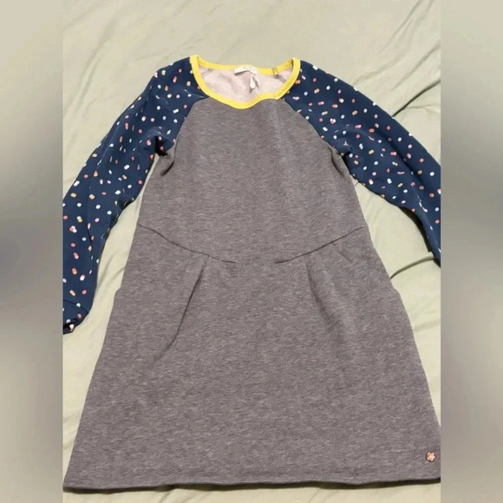 Matilda Jane Weekend With You Dress Gray Blue Dots Girls Sz 10